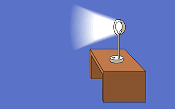 机の上などにライトを置いて一方向にライトの光を向けよう。