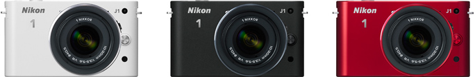 「Nikon 1 J1」ホワイト、ブラック、レッド